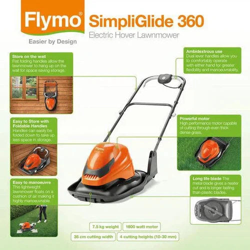 Lawnmower 𝑤36𝑐𝑚 Electric SimpliGlide360 Flymo-