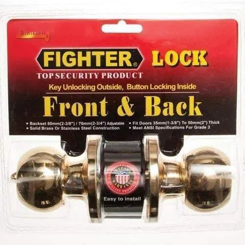Lockset Knob Round Fighter-Brass-
