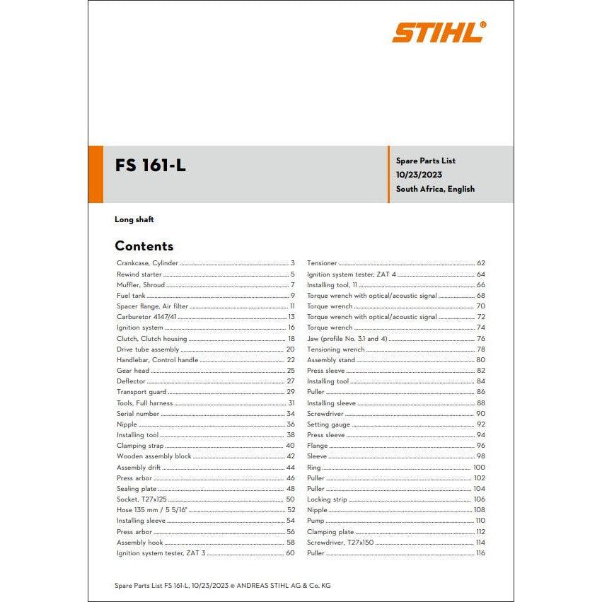 قائمة الأجزاء والرسم التخطيطي FS161 STIHL