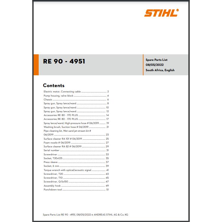 Parts List & Diagram RE90 STIHL-Power Tool & Equipment Manuals-STIHL-diyshop.co.za