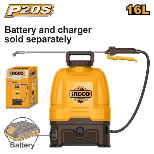 Pressure Sprayer Knapsack Cordless 20𝑉 iNGCO