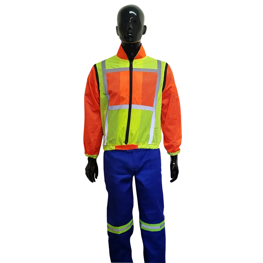 Reflective Vest/Jacket Long/Sleeveless-Lime/Orange-Medium-
