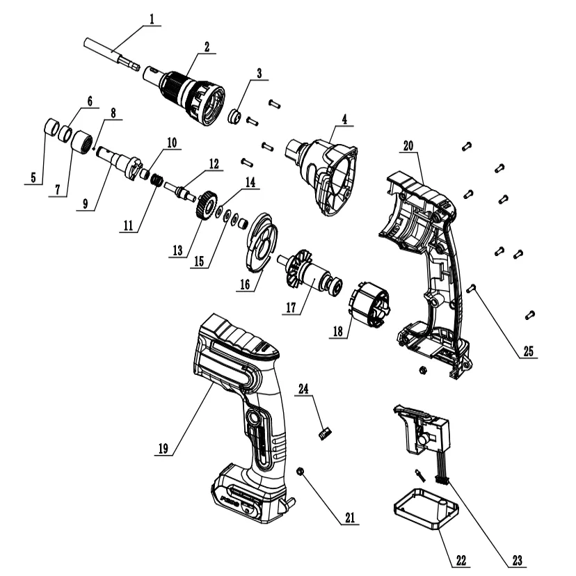 Screwdriver Drywall Cordless 20𝑉 WADFOW-Tool Only-