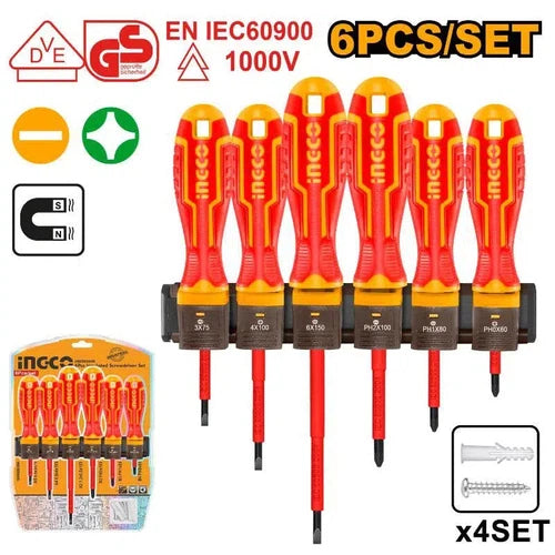 Screwdriver Set with Bracket VDE 6pc iNGCO