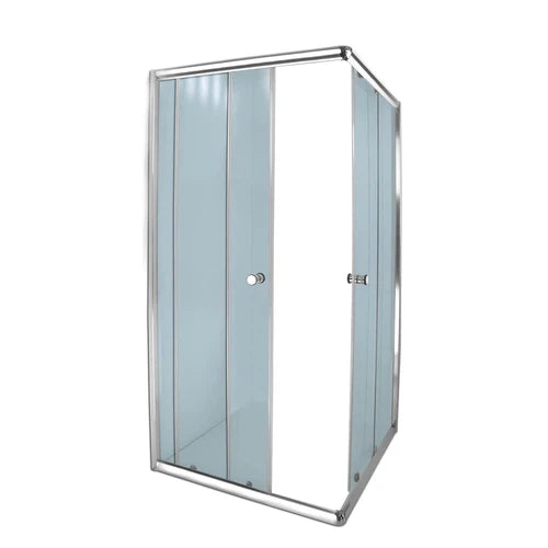 Shower Door Square Corner Slidingⓓ-Chrome/Clear-