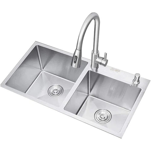 Fregadero de sobreponer de dos senos elegante 