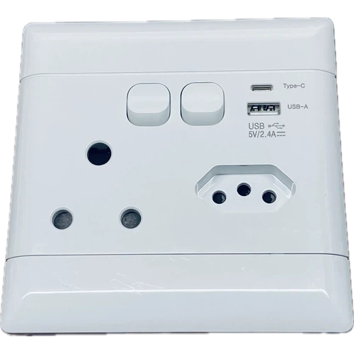 Socket 4x4 PVC USB+Euro+3Pin Reddisson/Ausma-