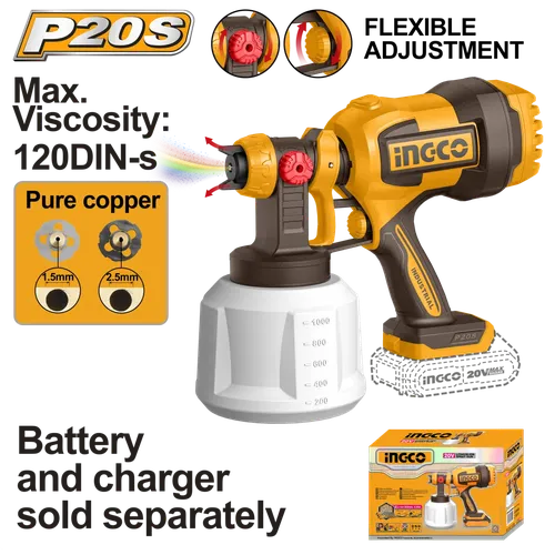 Spray Gun Cordless 20𝑉 HVLP iNGCO