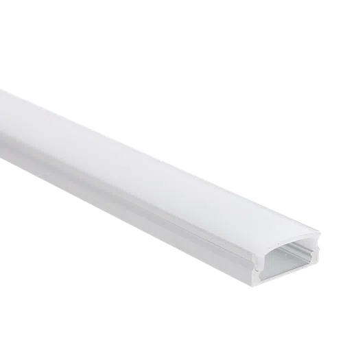 Perfil de aluminio para tira de luz, superficie plana, difusor curvo