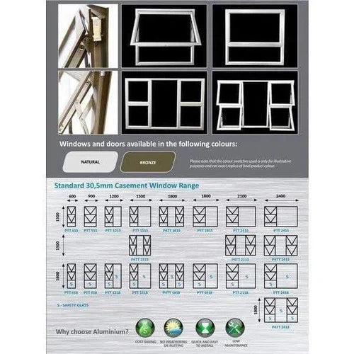 Window Aluminium PTT 1215 (𝑊1190x𝐻1490mm)-Window Frames-iBuild-Bronze-Clear-diyshop.co.za