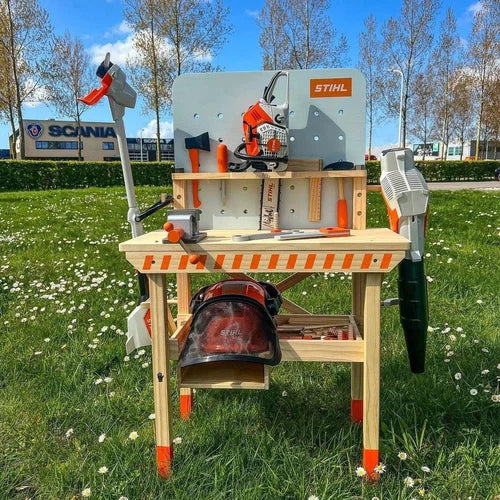 Banco de trabajo de juguete para niños STIHL sin ensamblar