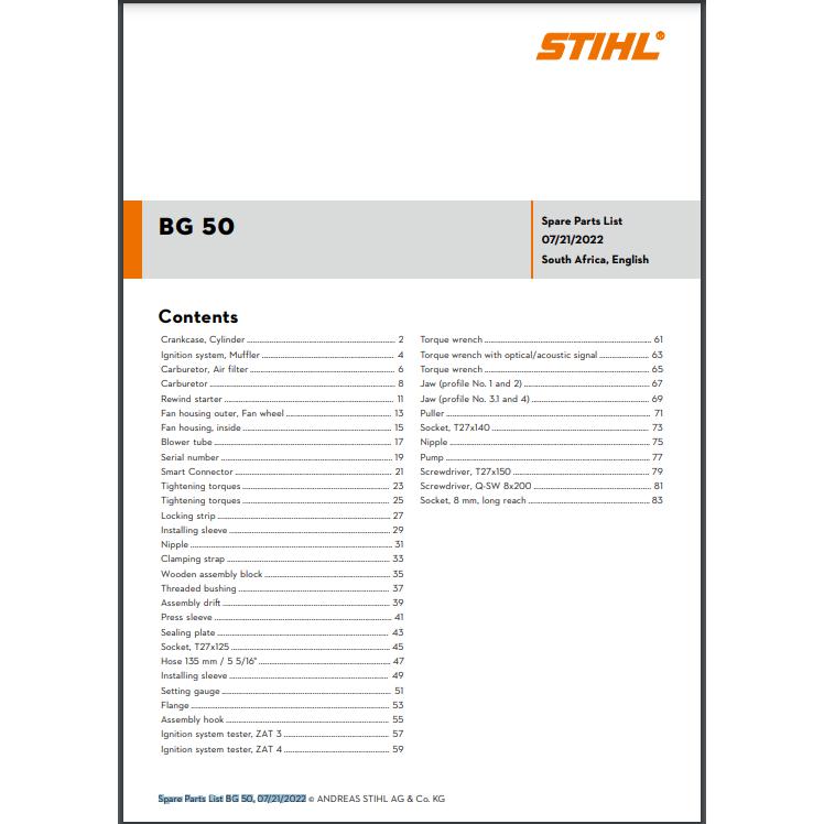 Parts List & Diagram BG50 STIHL-Power Tool & Equipment Manuals-STIHL-diyshop.co.za