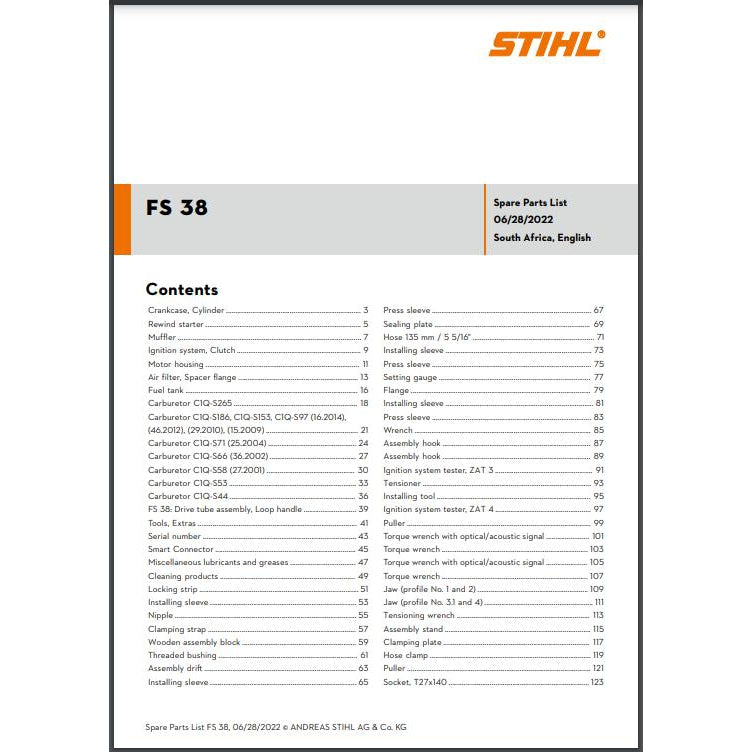Parts List & Diagram FS38 STIHL-Power Tool & Equipment Manuals-STIHL-diyshop.co.za