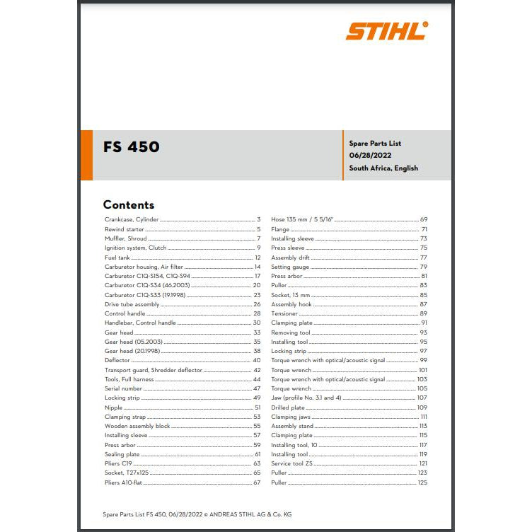 Parts List & Diagram FS450 STIHL-Power Tool & Equipment Manuals-STIHL-diyshop.co.za