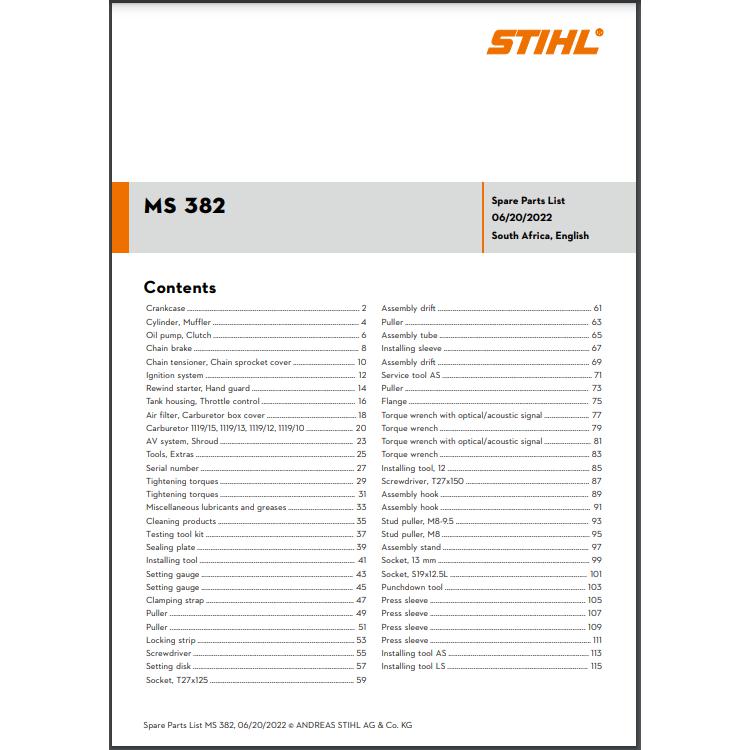Parts List & Diagram MS382 STIHL-Power Tool & Equipment Manuals-STIHL-diyshop.co.za